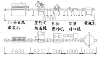 16頭灌裝旋蓋封口貼標生產(chǎn)線